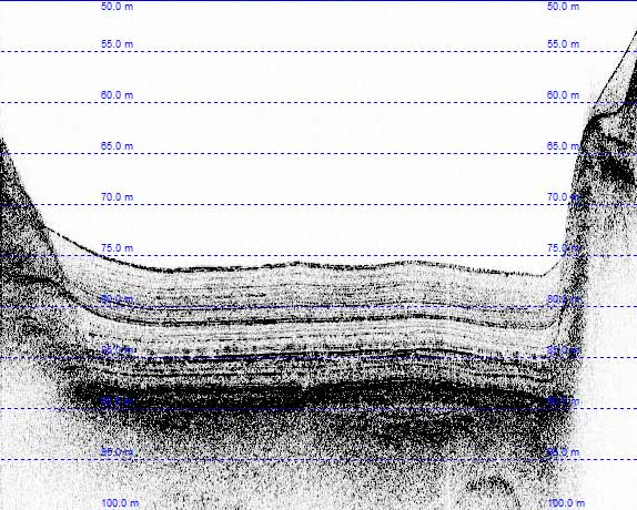 A scan with the Pinger sub bottom profiling echosounder